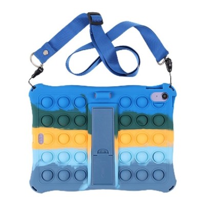 iPad 11 2025 / iPad 10.9 2022 Popit Bubble Kickstand Soft Silicone TPU Blue Case - Back | Priedai.lt