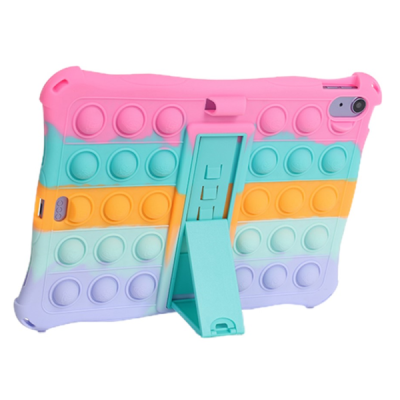 iPad 11 2025 / iPad 10.9 2022 Popit Bubble Kickstand Soft Silicone TPU Pink Case - Back | Priedai.lt