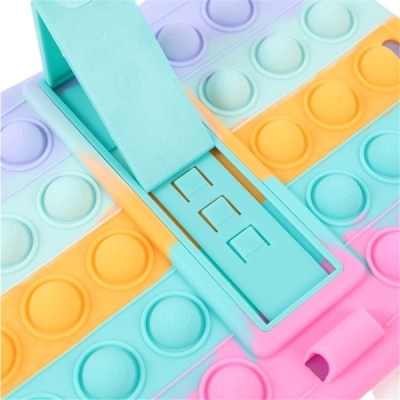 iPad 11 2025 / iPad 10.9 2022 Popit Bubble Kickstand Soft Silicone TPU Pink Case - Back | Priedai.lt