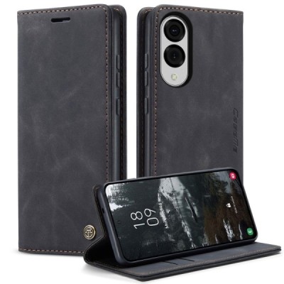 Samsung Galaxy S25 Edge CaseMe Retro Solid Flip Case Book - Black | Priedai.lt