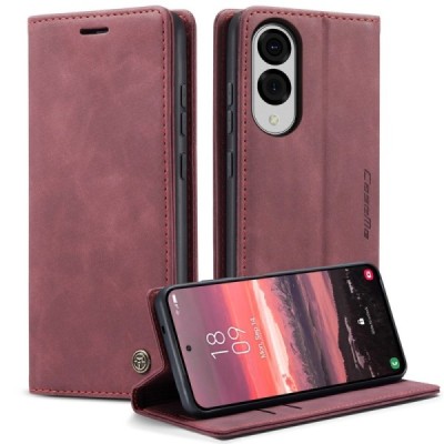 Samsung Galaxy S25 Edge CaseMe Retro Solid Flip Case Book - Burgundy | Priedai.lt