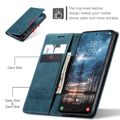 Samsung Galaxy S25 Edge CaseMe Retro Solid Flip Case Book - Green | Priedai.lt