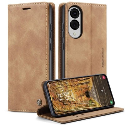 Samsung Galaxy S25 Edge CaseMe Retro Solid Flip Case Book - Light Brown | Priedai.lt