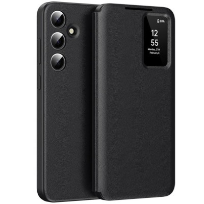 Samsung Galaxy S24 "Qing" Smart View Solid Flip Case - Black | Priedai.lt