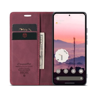Google Pixel 10 Pro / 10 / 9 Pro / 9 CaseMe Retro Solid Flip Case Book - Burgundy | Priedai.lt