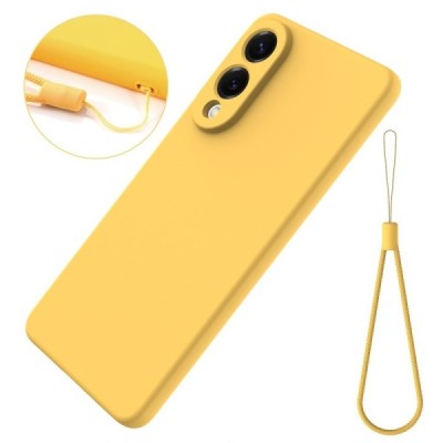 Samsung Galaxy S25 Edge "Shell" hard liquid silicone (TPU) case yellow - cover | Priedai.lt