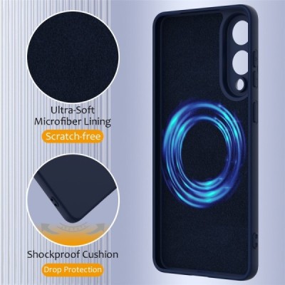Samsung Galaxy S25 Edge "Shell" MagSafe Hard Silicone TPU Dark Blue Case Cover - Back | Priedai.lt