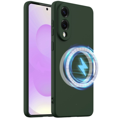 Samsung Galaxy S25 Edge "Shell" MagSafe Hard Silicone TPU Dark green Case Cover - Back | Priedai.lt
