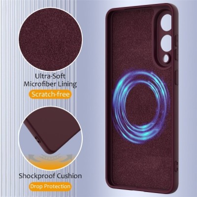 Samsung Galaxy S25 Edge "Shell" MagSafe Hard Silicone TPU Burgundy Case Cover - Back | Priedai.lt