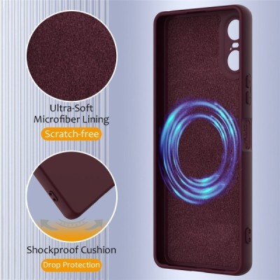 Sony Xperia 10 VI "Shell" MagSafe Hard Silicone TPU Burgundy Case Cover - Back | Priedai.lt