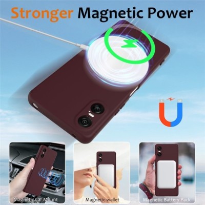 Sony Xperia 10 VI "Shell" MagSafe Hard Silicone TPU Burgundy Case Cover - Back | Priedai.lt