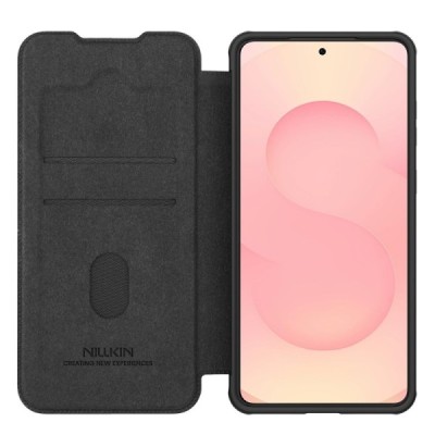 „Nillkin“ Qin Pro series luxury black leather flip case for Samsung Galaxy S25 Edge | Priedai.lt