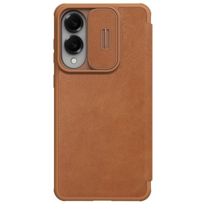 "Nillkin" Qin Pro series luxury brown leather flip case for Samsung Galaxy S25 Edge | Priedai.lt