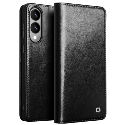 Samsung Galaxy S25 Edge "QIALINO" flip-up leather case cover - black | Priedai.lt