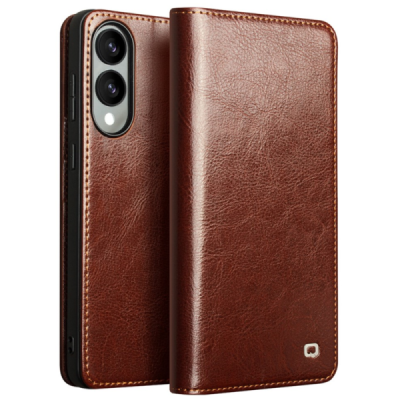 Samsung Galaxy S25 Edge "QIALINO" flip-up leather case cover - brown | Priedai.lt