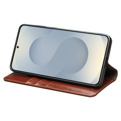 Samsung Galaxy S25 Edge "QIALINO" flip-up leather case cover - brown | Priedai.lt