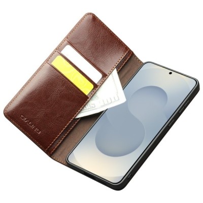 Samsung Galaxy S25 Edge "QIALINO" flip-up leather case cover - brown | Priedai.lt