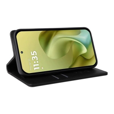 Motorola Moto G86 / G86 Power "Split" black leather flip case - book | Priedai.lt