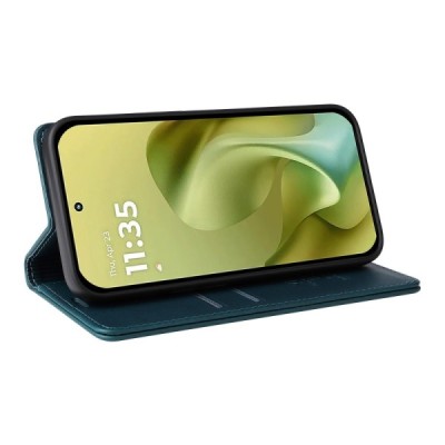 Motorola Moto G86 / G86 Power "Split" green leather flip case - book | Priedai.lt