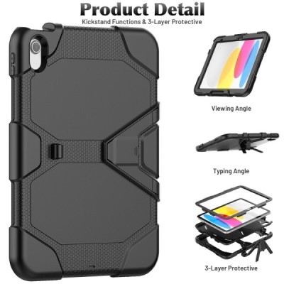 Apple iPad 11 2025 / iPad 10.9 2022 Reinforced Protection Case - Black - Back | Priedai.lt