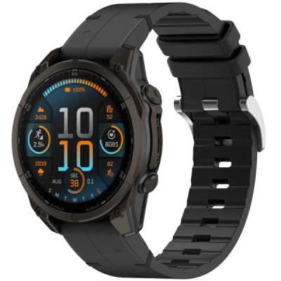 Garmin Fenix 8S / 6S / 5S / 6S Pro / 5S Plus hard silicone (TPU) black bracelet | Priedai.lt