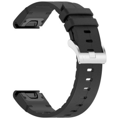 Garmin Fenix 8S / 6S / 5S / 6S Pro / 5S Plus hard silicone (TPU) black bracelet | Priedai.lt