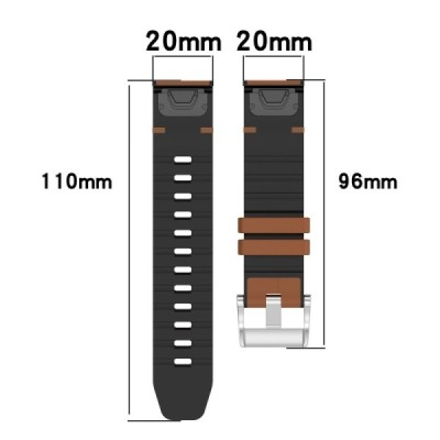 Garmin Fenix 8S / 6S / 5S / 6S Pro / 5S Plus hard silicone (TPU) black bracelet | Priedai.lt
