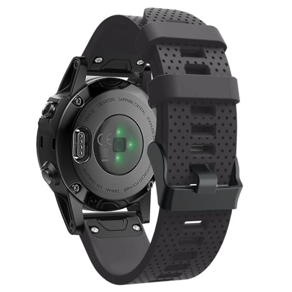 „Wave“ smart watch hard silicone (TPU) bracelet - black (Garmin Fenix 5S Plus)