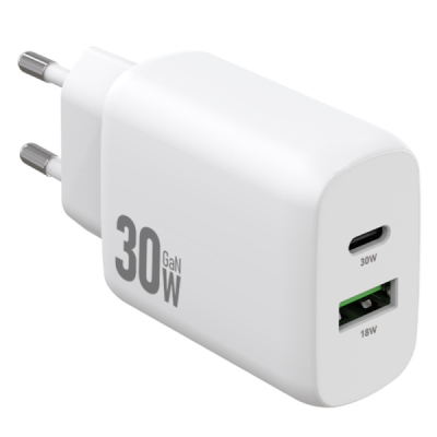 "AMORUS" Fast Charging Duo Wall Charger (30W) - White| Priedai.lt