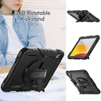 "Carryise" Apple iPad 11 2025, iPad 10.9 2022 reinforced protection (360°) black kickstand case cover | Priedai.lt