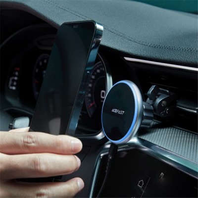 ''ACEFAST'' Magnetic black car phone holder/charger (15W) | Priedai.lt