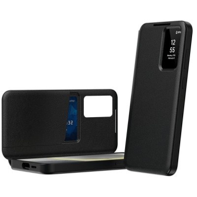 Samsung Galaxy A56 "Qing" Smart View Solid Flip Case - Black | Priedai.lt