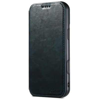 Apple iPhone 16 Pro "Suteni" MagSafe blue leather flip case - book | Priedai.lt