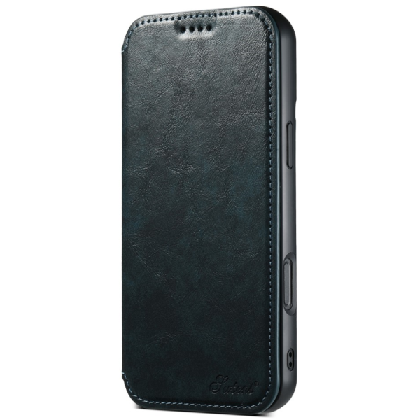 "Suteni" MagSafe flip book case - blue (iPhone 16 Pro)