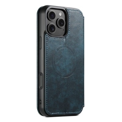 Apple iPhone 16 Pro "Suteni" MagSafe blue leather flip case - book | Priedai.lt