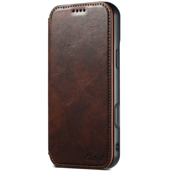 "Suteni" MagSafe flip book case - Brown (iPhone 16 Pro)