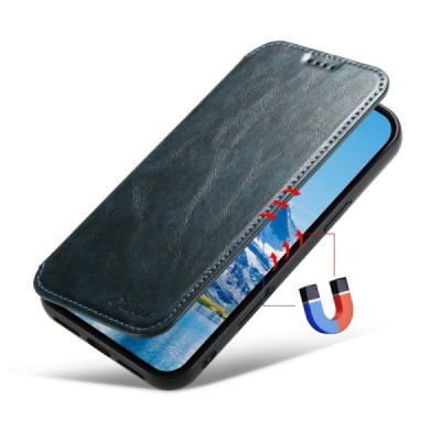 Apple iPhone 16 Pro Max "Suteni" MagSafe blue leather flip case - book | Priedai.lt