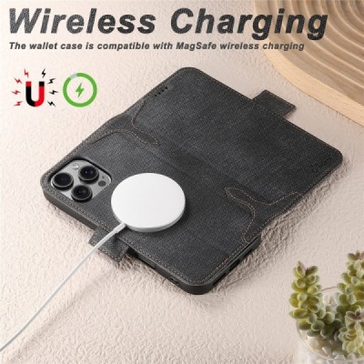 Apple iPhone 16 Pro Max „SUTENI“ MagSafe Retro Solid Flip Case Book - Black | Priedai.lt