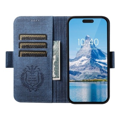 Apple iPhone 16 Pro Max „SUTENI“ MagSafe Retro Solid Flip Case Book - blue | Priedai.lt