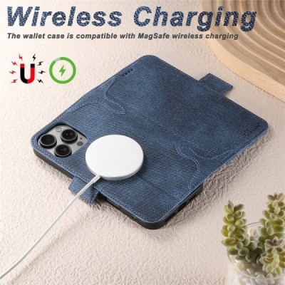 Apple iPhone 16 Pro „SUTENI“ MagSafe Retro Solid Flip Case Book - blue | Priedai.lt