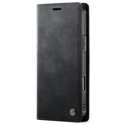 Apple iPhone 16 Pro Max CaseMe Leather Magsafe flip 2-in-1 black leather case - book | Priedai.lt