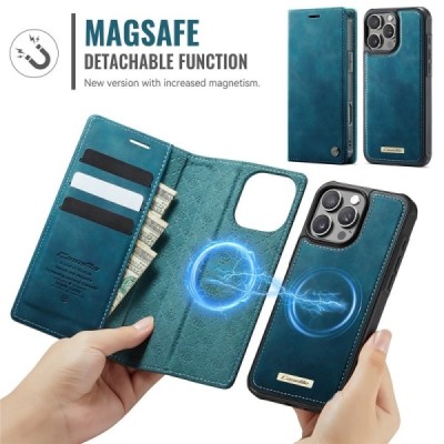 Apple iPhone 16 Pro Max CaseMe Leather Magsafe flip 2-in-1 Green leather case - book | Priedai.lt