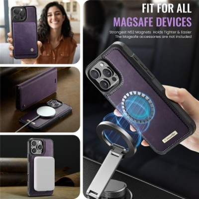 Apple iPhone 16 Pro Max CaseMe Leather Magsafe flip 2-in-1 Purple leather case - book | Priedai.lt