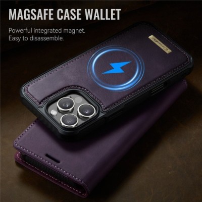 Apple iPhone 16 Pro Max CaseMe Leather Magsafe flip 2-in-1 Purple leather case - book | Priedai.lt