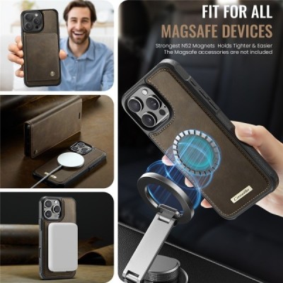 Apple iPhone 16 Pro Max CaseMe Leather Magsafe flip 2-in-1 Brown leather case - book | Priedai.lt