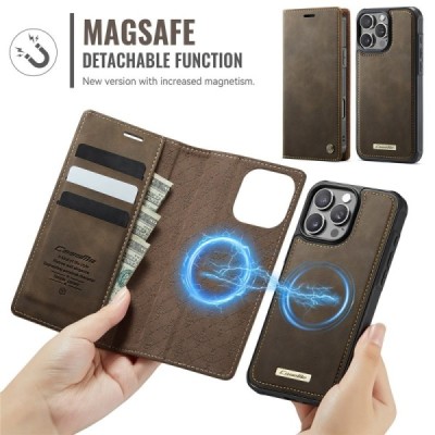 Apple iPhone 16 Pro Max CaseMe Leather Magsafe flip 2-in-1 Brown leather case - book | Priedai.lt