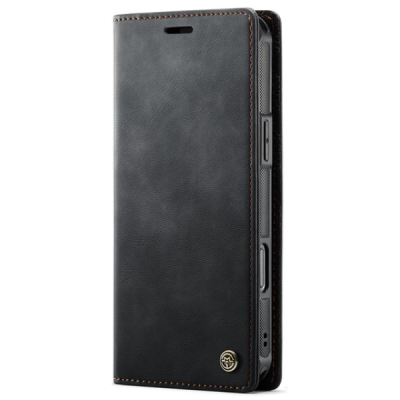 Apple iPhone 16 Pro CaseMe Leather Magsafe flip 2-in-1 black leather case - book | Priedai.lt