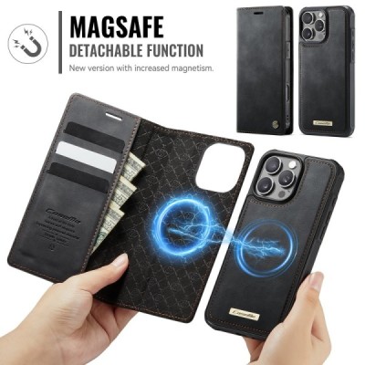 Apple iPhone 16 Pro CaseMe Leather Magsafe flip 2-in-1 black leather case - book | Priedai.lt