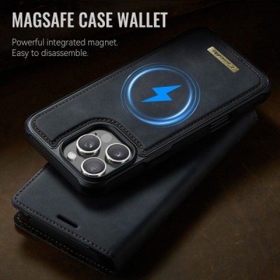 Apple iPhone 16 Pro CaseMe Leather Magsafe flip 2-in-1 black leather case - book | Priedai.lt