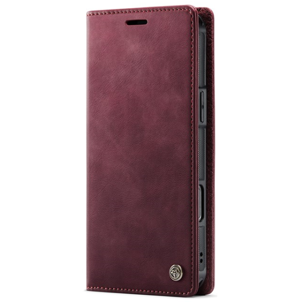 „CaseMe“ MagSafe Leather 2-in-1 Flip Case - burgundy (iPhone 16 Pro)